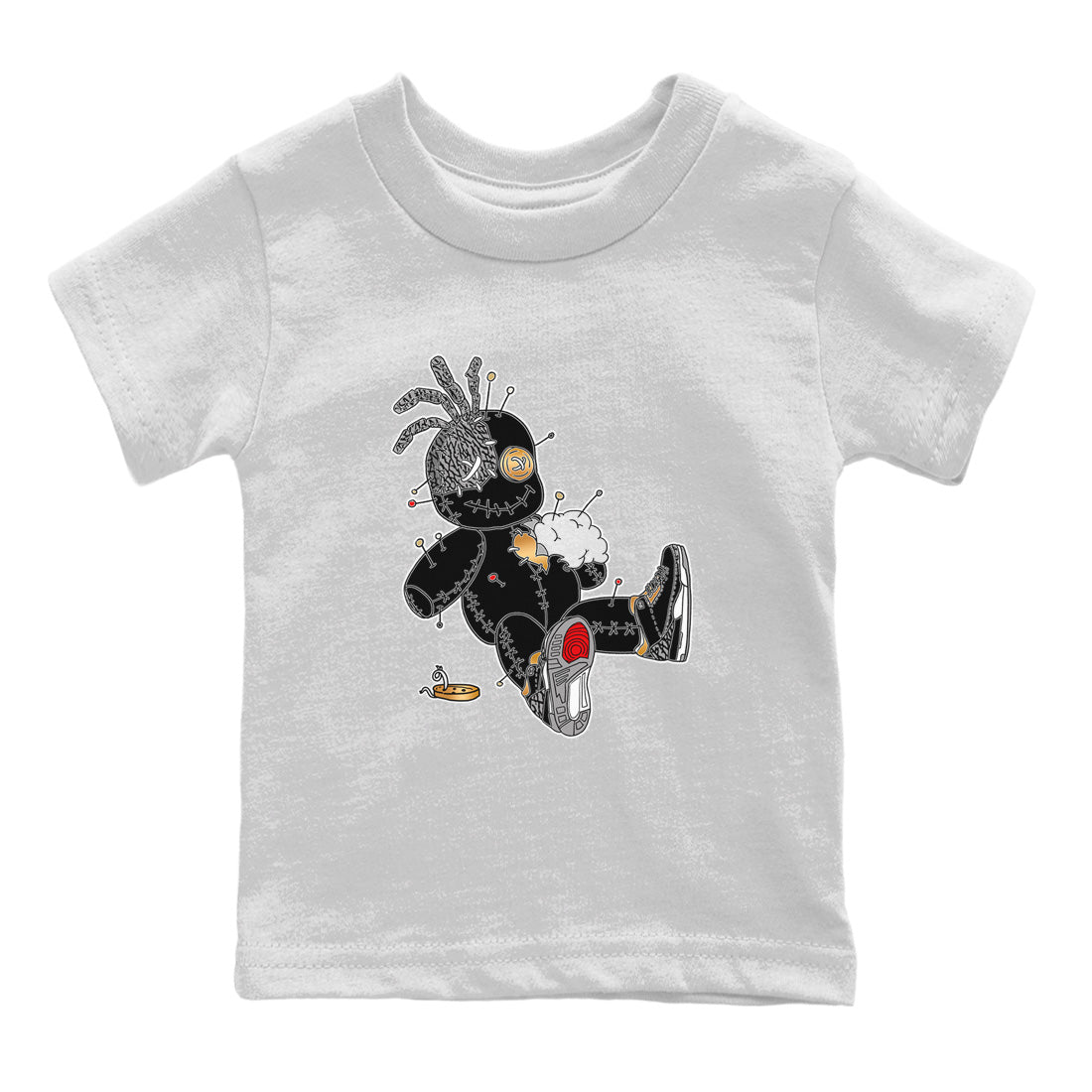 Jordan 3 Black Gold unique Halloween sneaker tee Voodoo Doll Sneaker Tees Jordan 3 Black Gold Sneaker Release Tees Kids Shirts