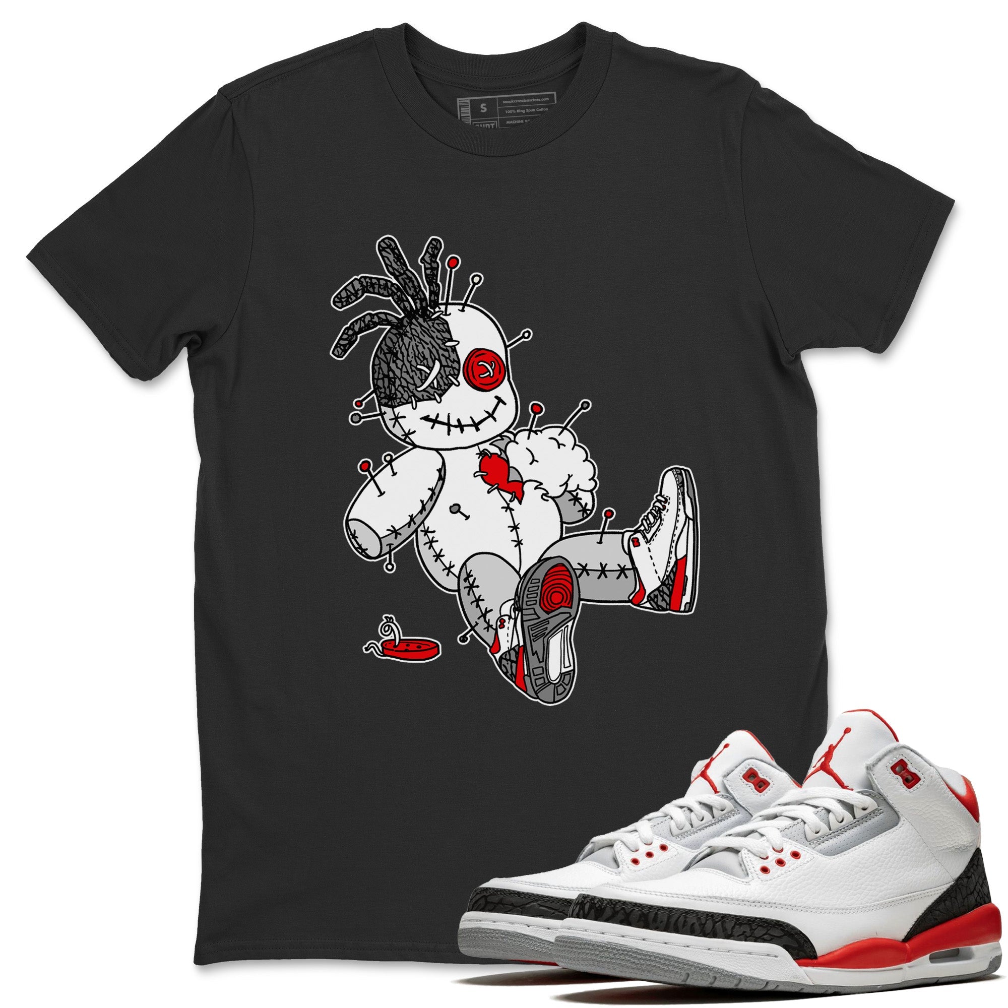 Jordan 3 Fire Red unique Halloween sneaker tee Voodoo Doll Sneaker Tees Jordan 3 Fire Red Sneaker Release Tees Unisex Shirts