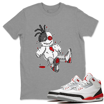Jordan 3 Fire Red unique Halloween sneaker tee Voodoo Doll Sneaker Tees Jordan 3 Fire Red Sneaker Release Tees Unisex Shirts