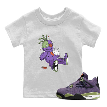 Jordan 4 Canyon Purple unique Halloween sneaker tee Voodoo Doll Sneaker Tees Jordan 4 Canyon Purple Sneaker Release Tees Kids Shirts