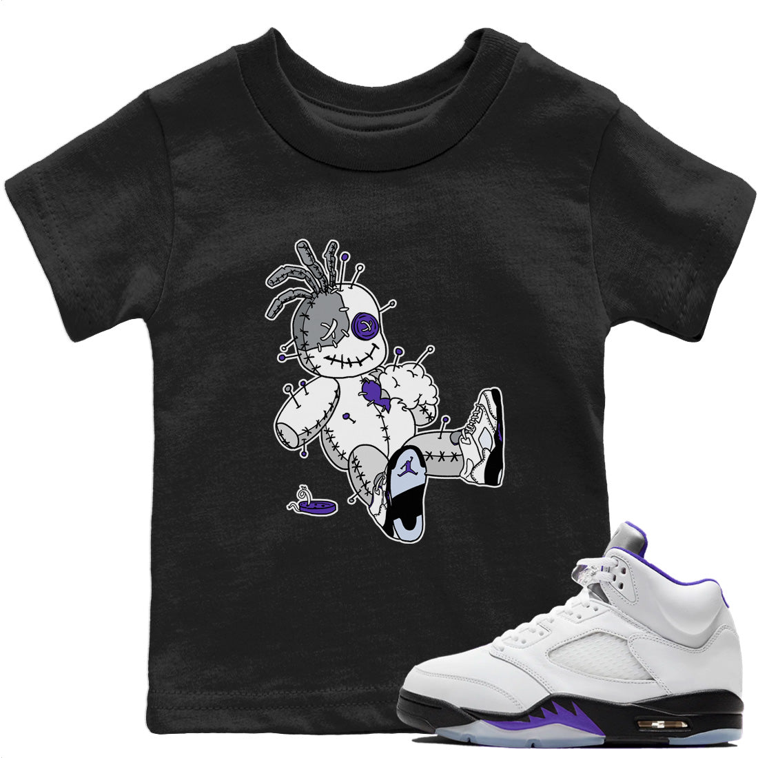 Jordan 5 Concord unique Halloween sneaker tee Voodoo Doll Sneaker Tees Jordan 5 Concord Sneaker Release Tees Kids Shirts