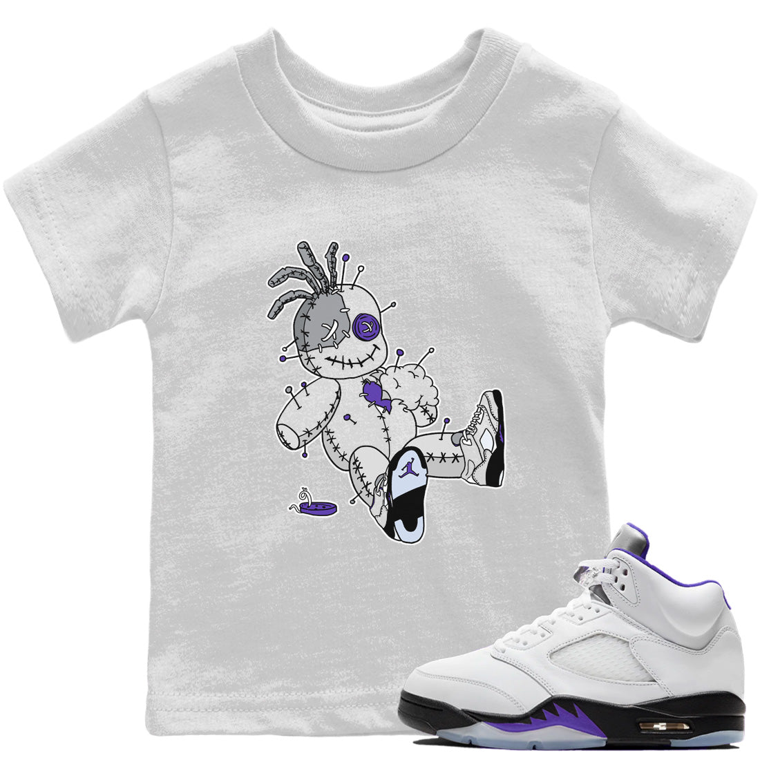 Jordan 5 Concord unique Halloween sneaker tee Voodoo Doll Sneaker Tees Jordan 5 Concord Sneaker Release Tees Kids Shirts