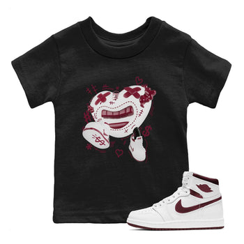 1s Metallic Burgundy shirt to match jordans Walk In Love sneaker tees AJ1 Metallic Burgundy SNRT Sneaker Release Tees Baby Toddler Black 1 T-Shirt
