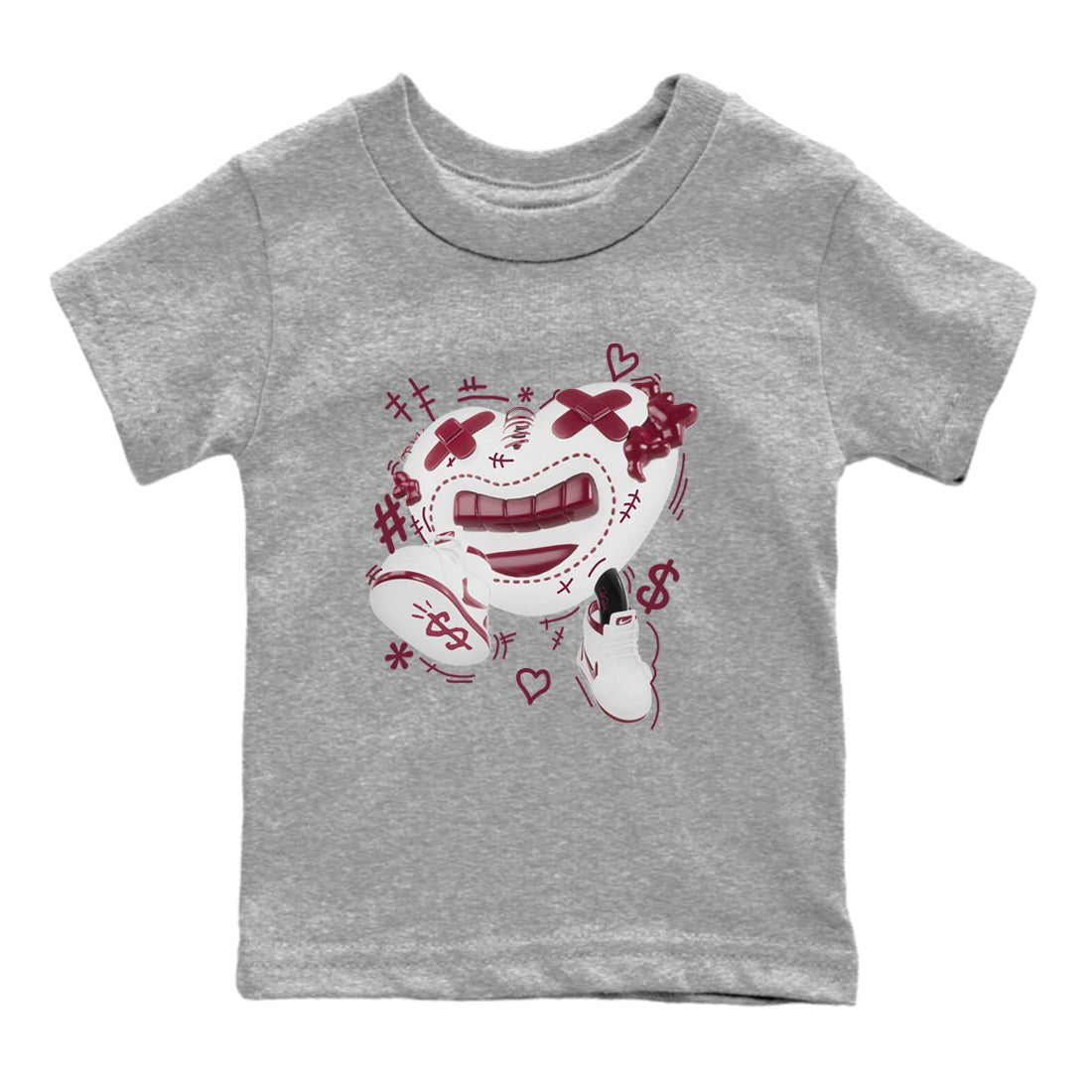 1s Metallic Burgundy shirt to match jordans Walk In Love sneaker tees AJ1 Metallic Burgundy SNRT Sneaker Release Tees Baby Toddler Heather Grey 2 T-Shirt