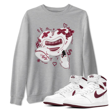 1s Metallic Burgundy shirt to match jordans Walk In Love sneaker tees AJ1 Metallic Burgundy SNRT Sneaker Release Tees Unisex Heather Grey 1 T-Shirt