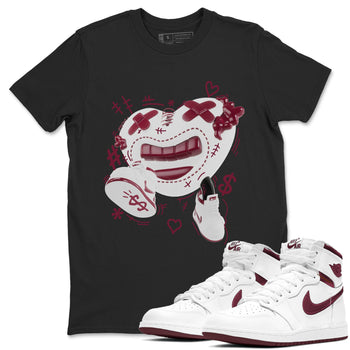 1s Metallic Burgundy shirt to match jordans Walk In Love sneaker tees AJ1 Metallic Burgundy SNRT Sneaker Release Tees Unisex Black 1 T-Shirt