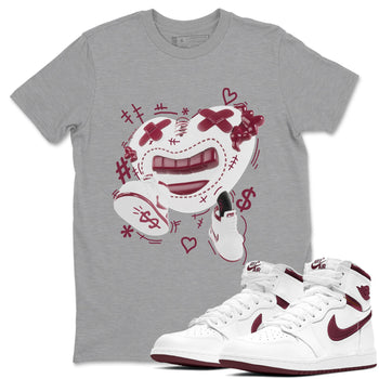 1s Metallic Burgundy shirt to match jordans Walk In Love sneaker tees AJ1 Metallic Burgundy SNRT Sneaker Release Tees Unisex Heather Grey 1 T-Shirt