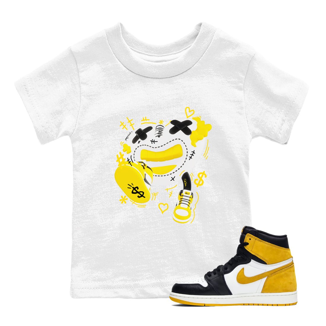 1s Yellow Ochre shirt to match jordans Walk In Love sneaker tees Air Jordan 1 Yellow Ochre SNRT sneaker release tees baby toddler White 1 cotton Shirt
