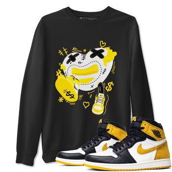 1s Yellow Ochre shirt to match jordans Walk In Love sneaker tees Air Jordan 1 Yellow Ochre SNRT Sneaker Release Tees unisex cotton Black 1 crew neck shirt