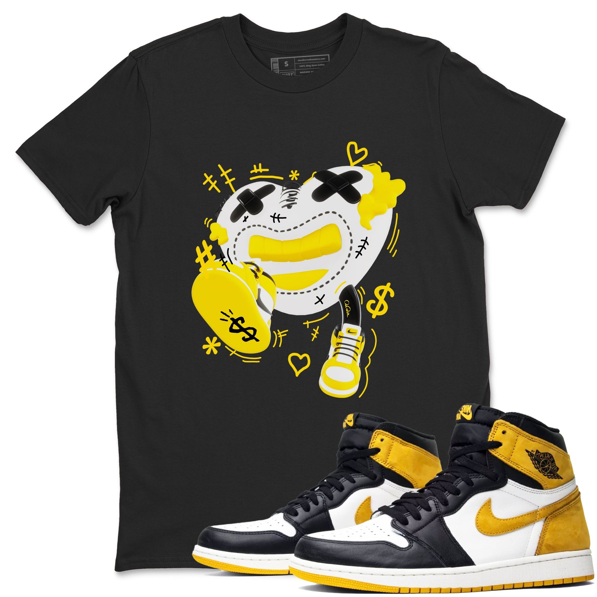 1s Yellow Ochre shirt to match jordans Walk In Love sneaker tees Air Jordan 1 Yellow Ochre SNRT Sneaker Release Tees unisex cotton Black 1 crew neck shirt
