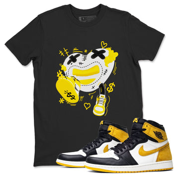 1s Yellow Ochre shirt to match jordans Walk In Love sneaker tees Air Jordan 1 Yellow Ochre SNRT Sneaker Release Tees unisex cotton Black 1 crew neck shirt