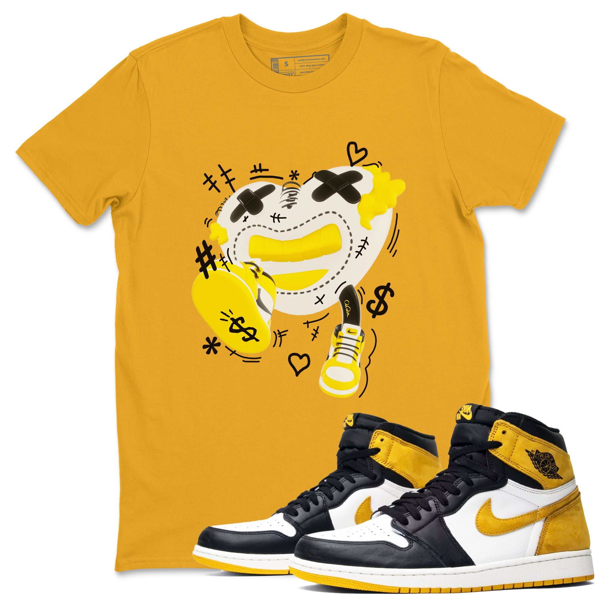 1s Yellow Ochre shirt to match jordans Walk In Love sneaker tees Air Jordan 1 Yellow Ochre SNRT Sneaker Release Tees unisex cotton Gold 1 crew neck shirt