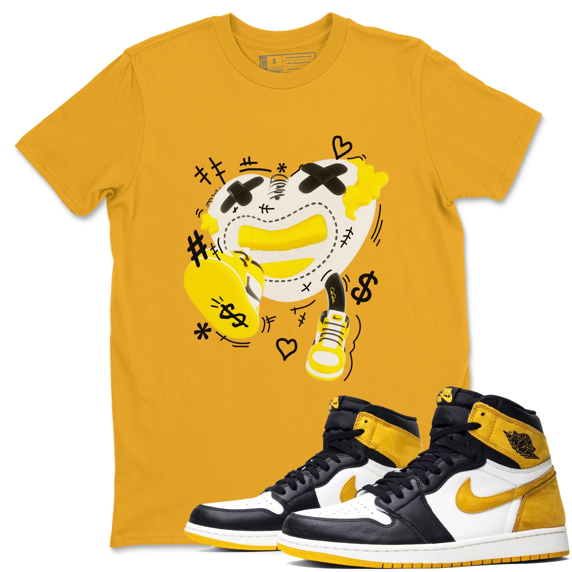 1s Yellow Ochre shirt to match jordans Walk In Love sneaker tees Air Jordan 1 Yellow Ochre SNRT Sneaker Release Tees unisex cotton Gold 1 crew neck shirt