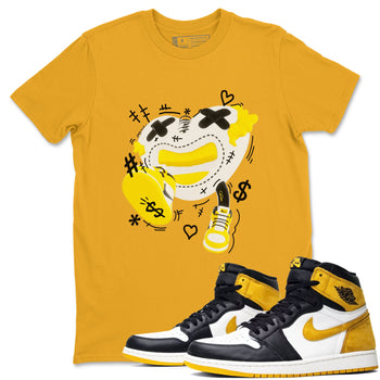 1s Yellow Ochre shirt to match jordans Walk In Love sneaker tees Air Jordan 1 Yellow Ochre SNRT Sneaker Release Tees unisex cotton Gold 1 crew neck shirt