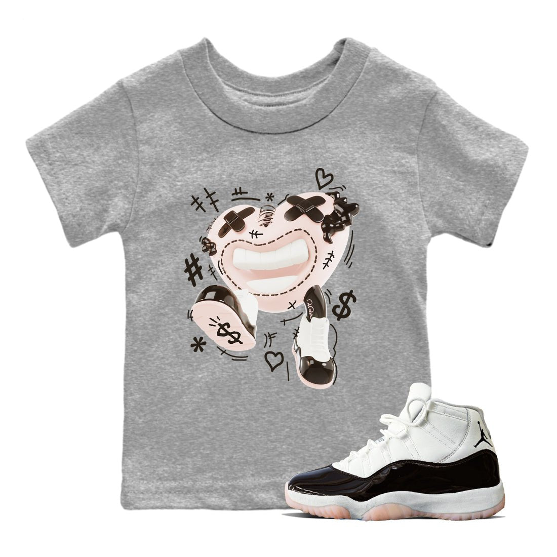 Air Jordan 11 Neapolitan shirt to match jordans Walk In Love sneaker tees AJ11 Neapolitan SNRT Sneaker Release Tees Baby Toddler Heather Grey 1 T-Shirt