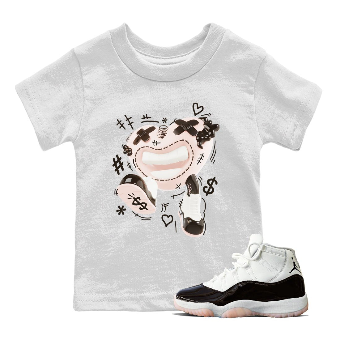 Air Jordan 11 Neapolitan shirt to match jordans Walk In Love sneaker tees AJ11 Neapolitan SNRT Sneaker Release Tees Baby Toddler White 1 T-Shirt
