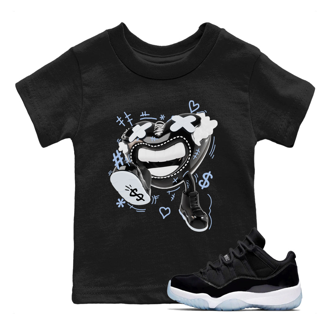 11s Space Jam shirt to match jordans Walk In Love sneaker tees Air Jordan 11 Space Jam SNRT Sneaker Release Tees Baby Toddler Black 1 T-Shirt