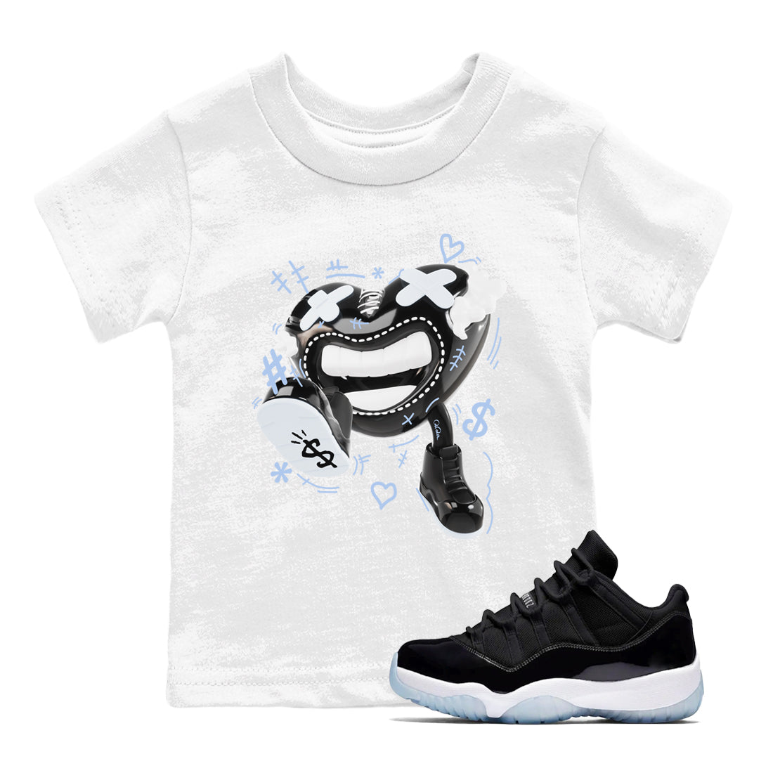 11s Space Jam shirt to match jordans Walk In Love sneaker tees Air Jordan 11 Space Jam SNRT Sneaker Release Tees Baby Toddler White 1 T-Shirt