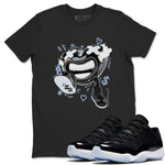 11s Black and Varsity Royal shirt to match jordans Walk In Love sneaker tees Air Jordan 11 Black/Varsity Royal SNRT Sneaker Release Tees Unisex Black 1 T-Shirt