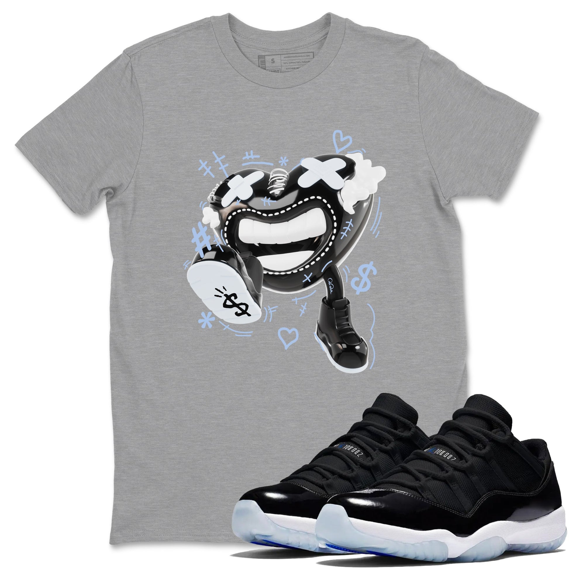 11s Black and Varsity Royal shirt to match jordans Walk In Love sneaker tees Air Jordan 11 Black/Varsity Royal SNRT Sneaker Release Tees Unisex Heather Grey 1 T-Shirt
