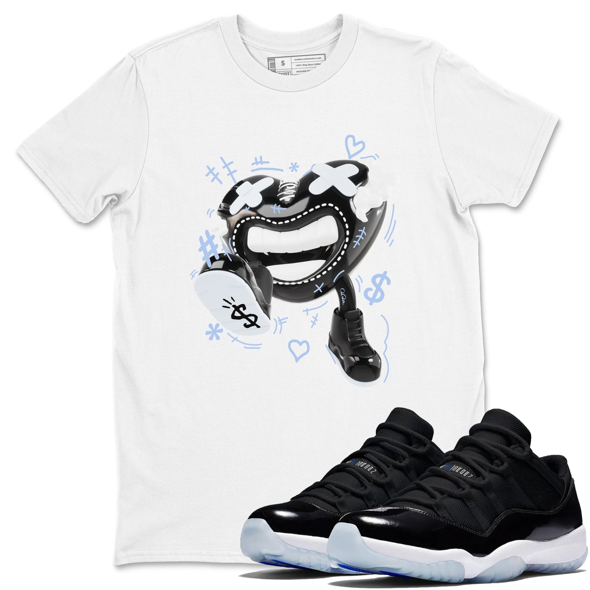 11s Black and Varsity Royal shirt to match jordans Walk In Love sneaker tees Air Jordan 11 Black/Varsity Royal SNRT Sneaker Release Tees Unisex White 1 T-Shirt