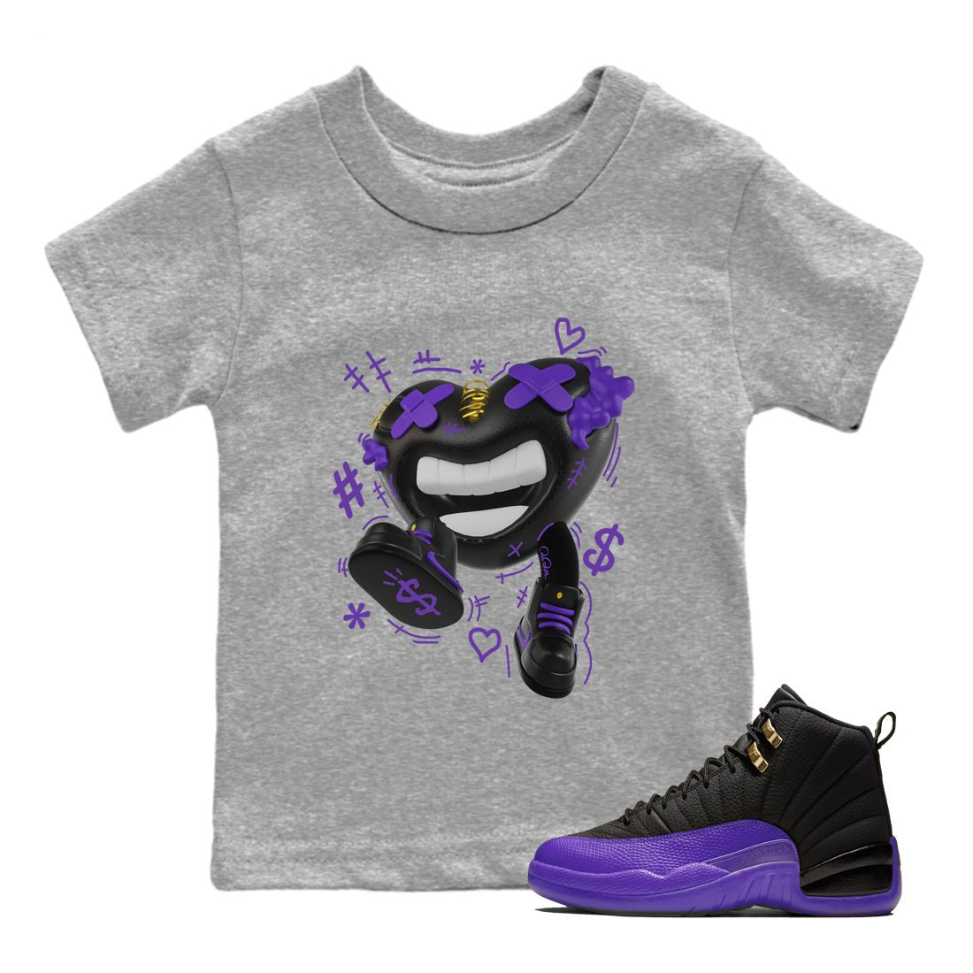 Air Jordan 12 Field Purple shirt to match jordans Walk In Love sneaker tees AJ12 Field Purple SNRT Sneaker Release Tees Baby Toddler Heather Grey 1 T-Shirt