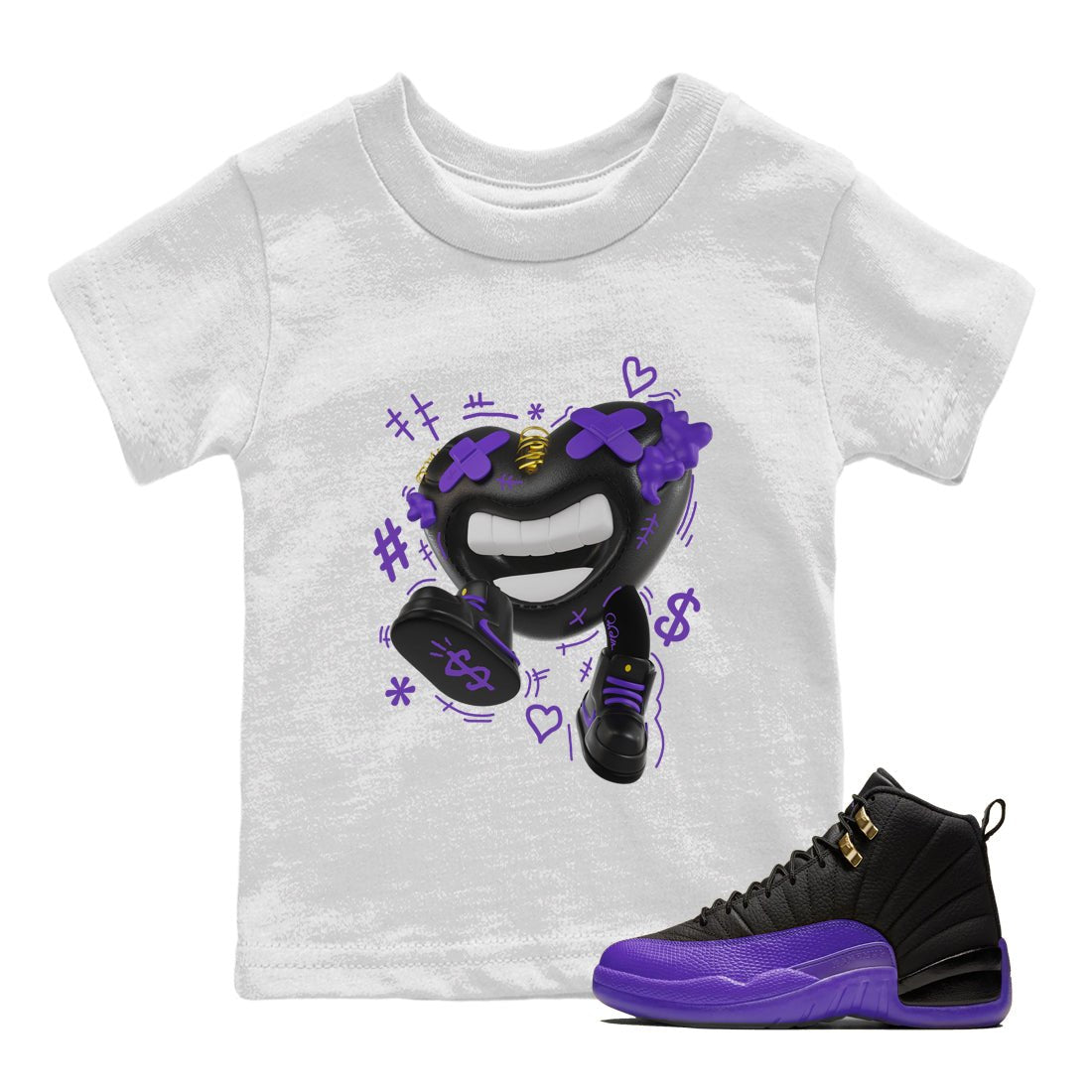 Air Jordan 12 Field Purple shirt to match jordans Walk In Love sneaker tees AJ12 Field Purple SNRT Sneaker Release Tees Baby Toddler White 1 T-Shirt