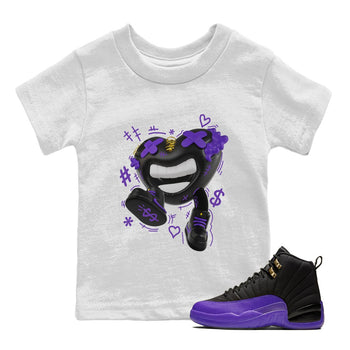 Air Jordan 12 Field Purple shirt to match jordans Walk In Love sneaker tees AJ12 Field Purple SNRT Sneaker Release Tees Baby Toddler White 1 T-Shirt