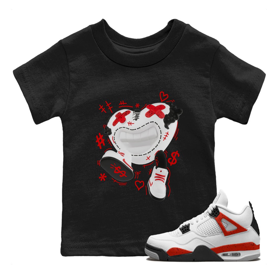 Air Jordan 4 Red Cement shirt to match jordans Walk In Love sneaker tees AJ4 Red Cement SNRT Sneaker Release Tees Baby Toddler Black 1 T-Shirt
