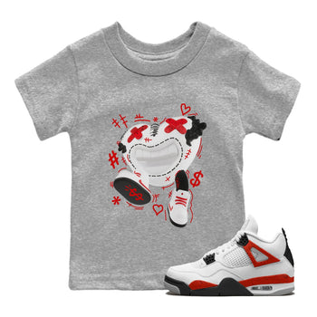 Air Jordan 4 Red Cement shirt to match jordans Walk In Love sneaker tees AJ4 Red Cement SNRT Sneaker Release Tees Baby Toddler Heather Grey 1 T-Shirt
