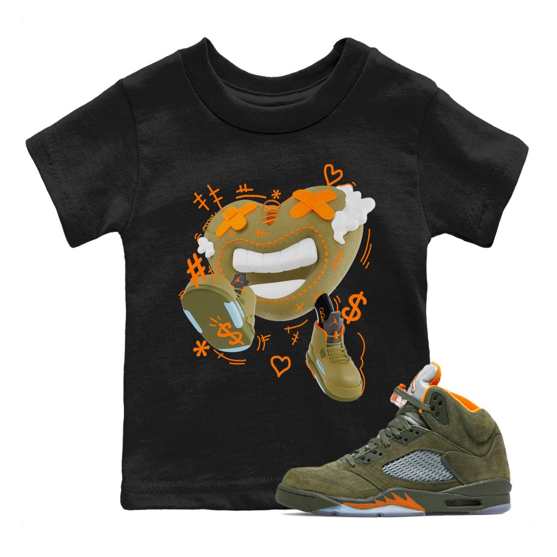 5s Olive shirt to match jordans Walk In Love sneaker tees Air Jordan 5 Olive SNRT sneaker release tees baby toddler Black 1 cotton Shirt