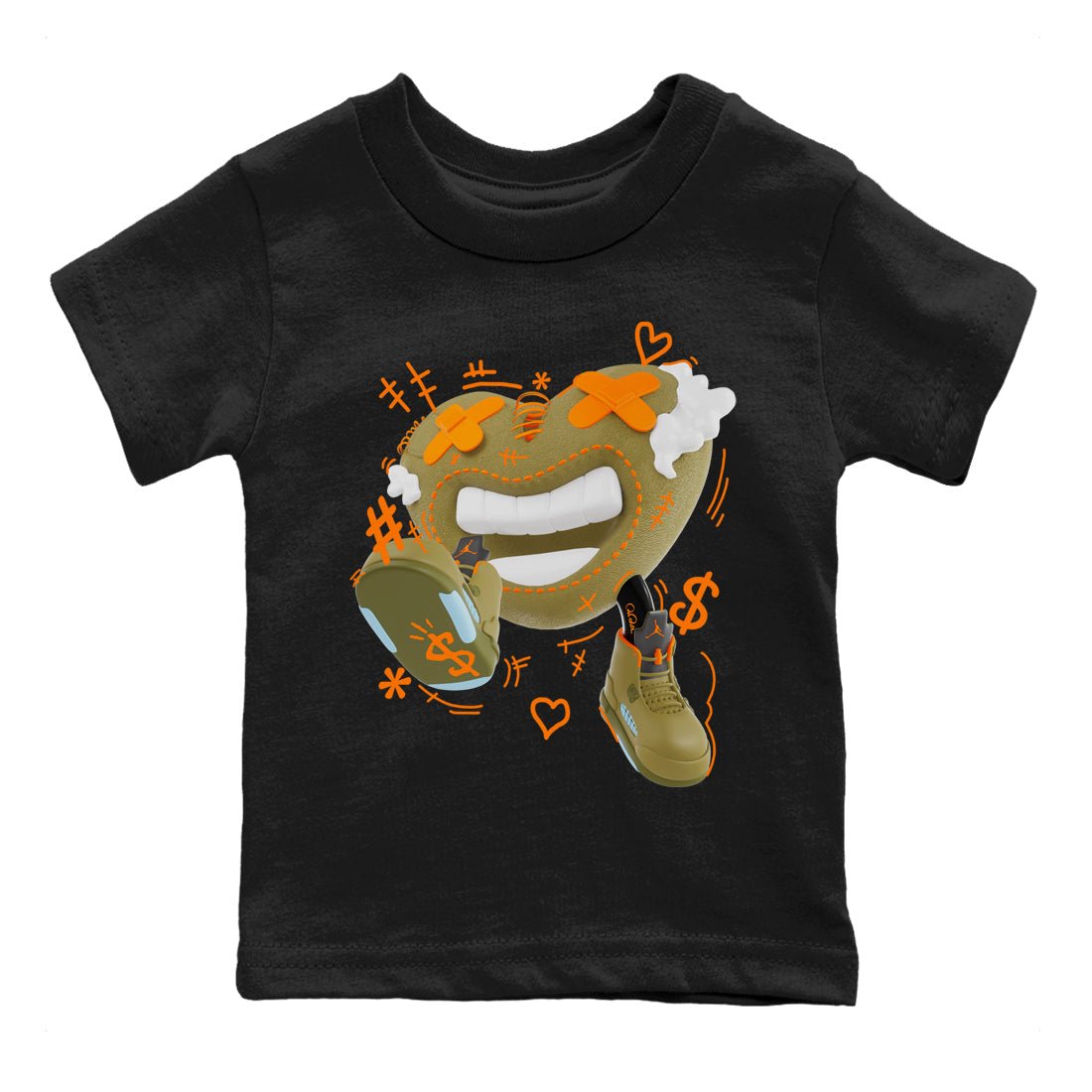 5s Olive shirt to match jordans Walk In Love sneaker tees Air Jordan 5 Olive SNRT sneaker release tees baby toddler Black 2 cotton Shirt