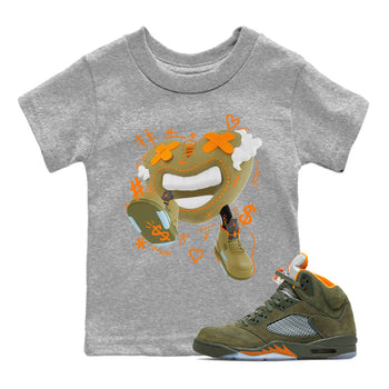 5s Olive shirt to match jordans Walk In Love sneaker tees Air Jordan 5 Olive SNRT sneaker release tees baby toddler Heather Grey 1 cotton Shirt