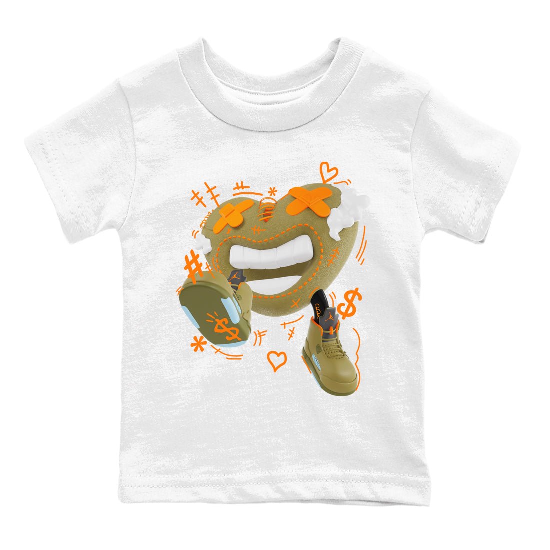 5s Olive shirt to match jordans Walk In Love sneaker tees Air Jordan 5 Olive SNRT sneaker release tees baby toddler White 2 cotton Shirt