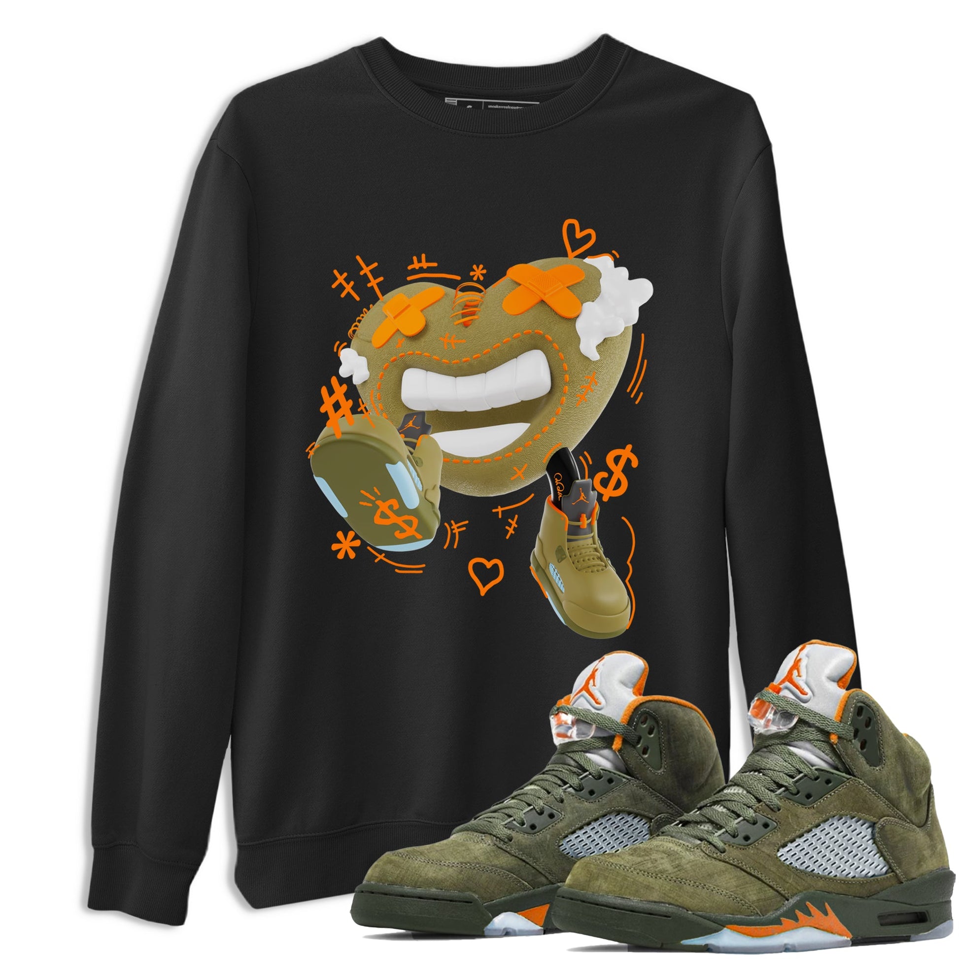 5s Olive shirt to match jordans Walk In Love sneaker tees Air Jordan 5 Olive SNRT Sneaker Release Tees unisex cotton Black 1 crew neck shirt