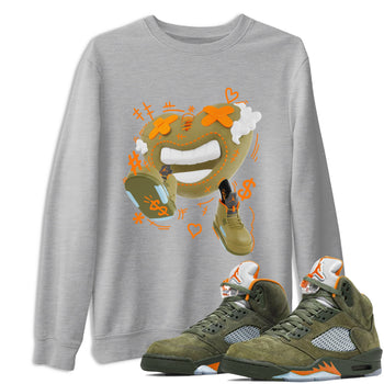 5s Olive shirt to match jordans Walk In Love sneaker tees Air Jordan 5 Olive SNRT Sneaker Release Tees unisex cotton Heather Grey 1 crew neck shirt