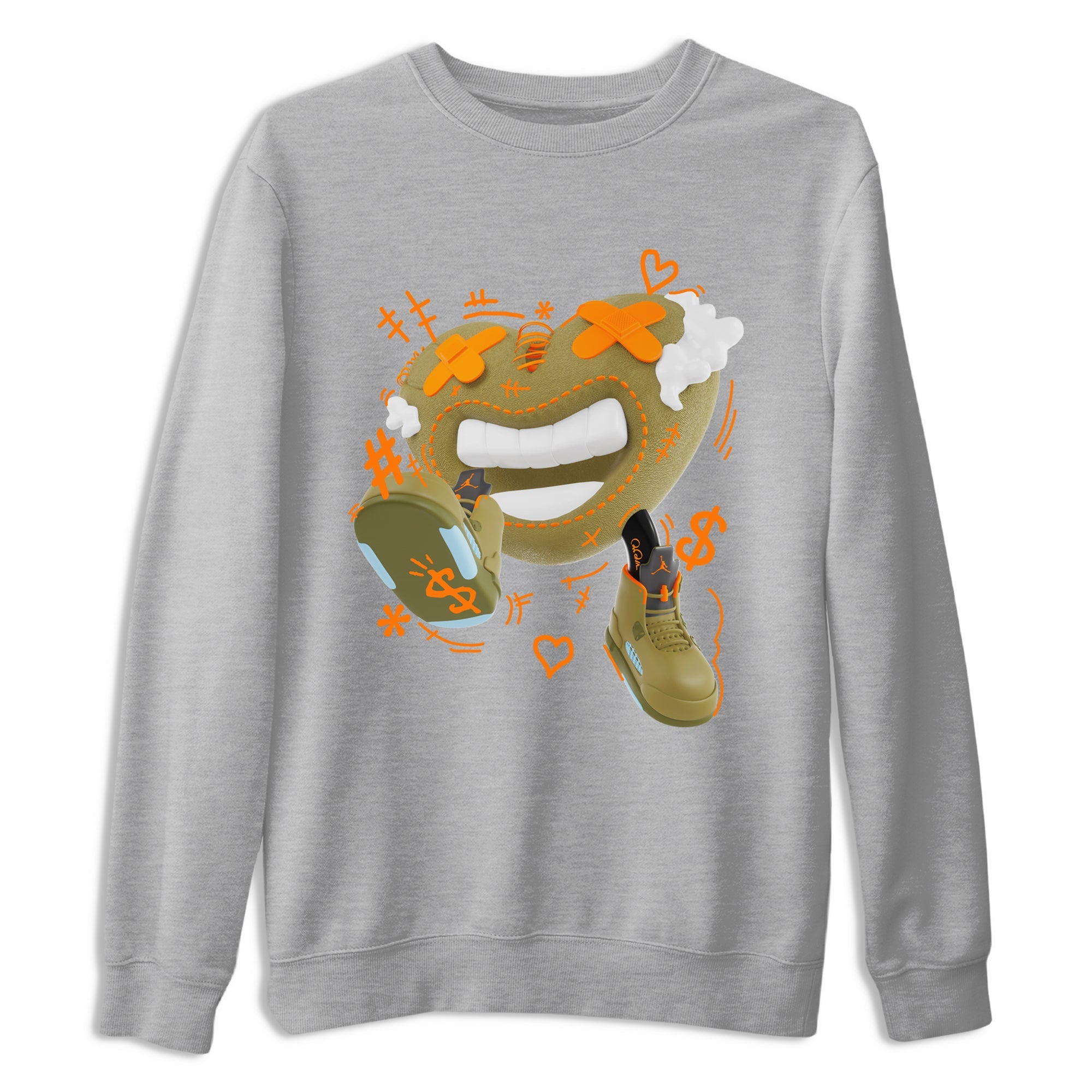 5s Olive shirt to match jordans Walk In Love sneaker tees Air Jordan 5 Olive SNRT Sneaker Release Tees unisex cotton Heather Grey 2 crew neck shirt