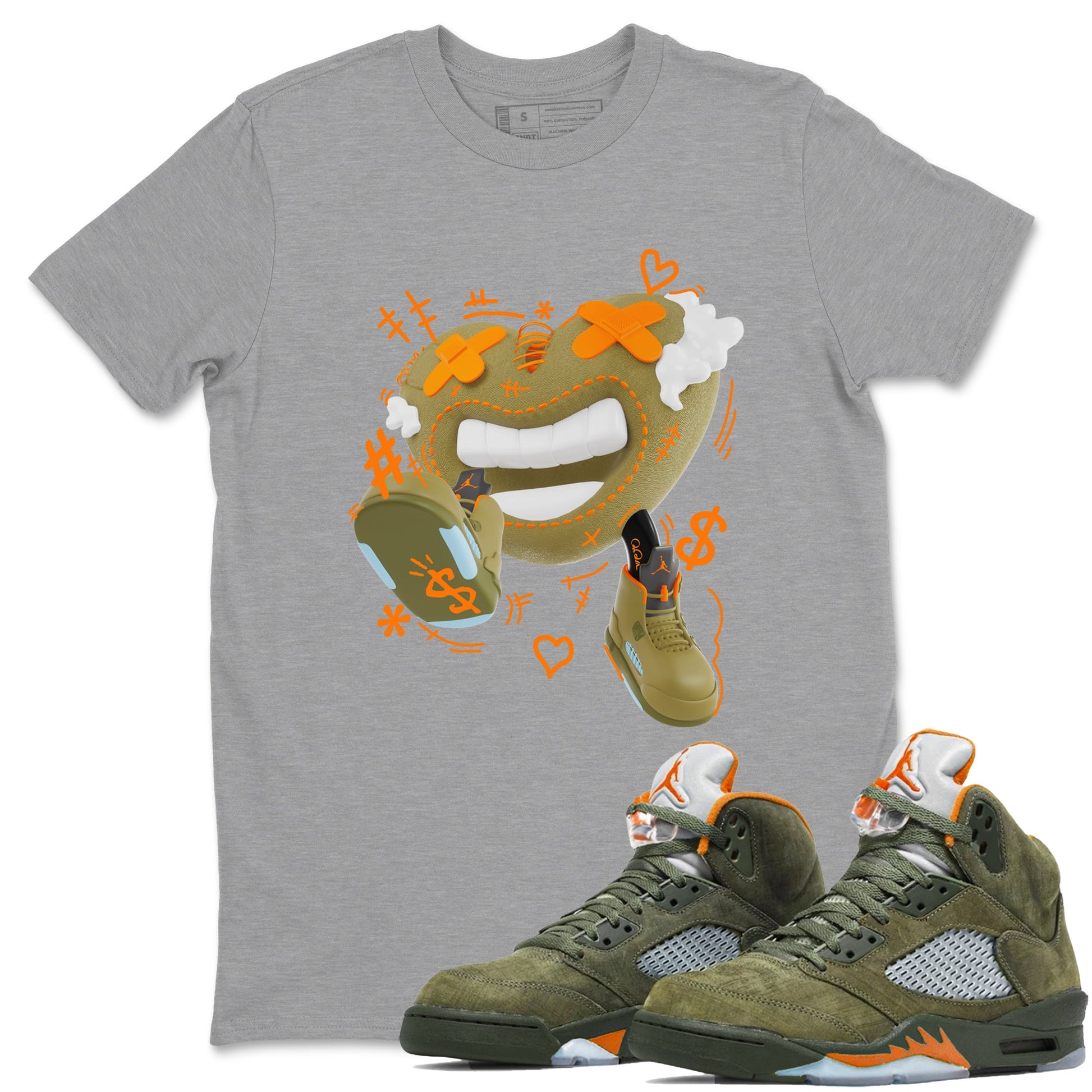 5s Olive shirt to match jordans Walk In Love sneaker tees Air Jordan 5 Olive SNRT Sneaker Release Tees unisex cotton Heather Grey 1 crew neck shirt
