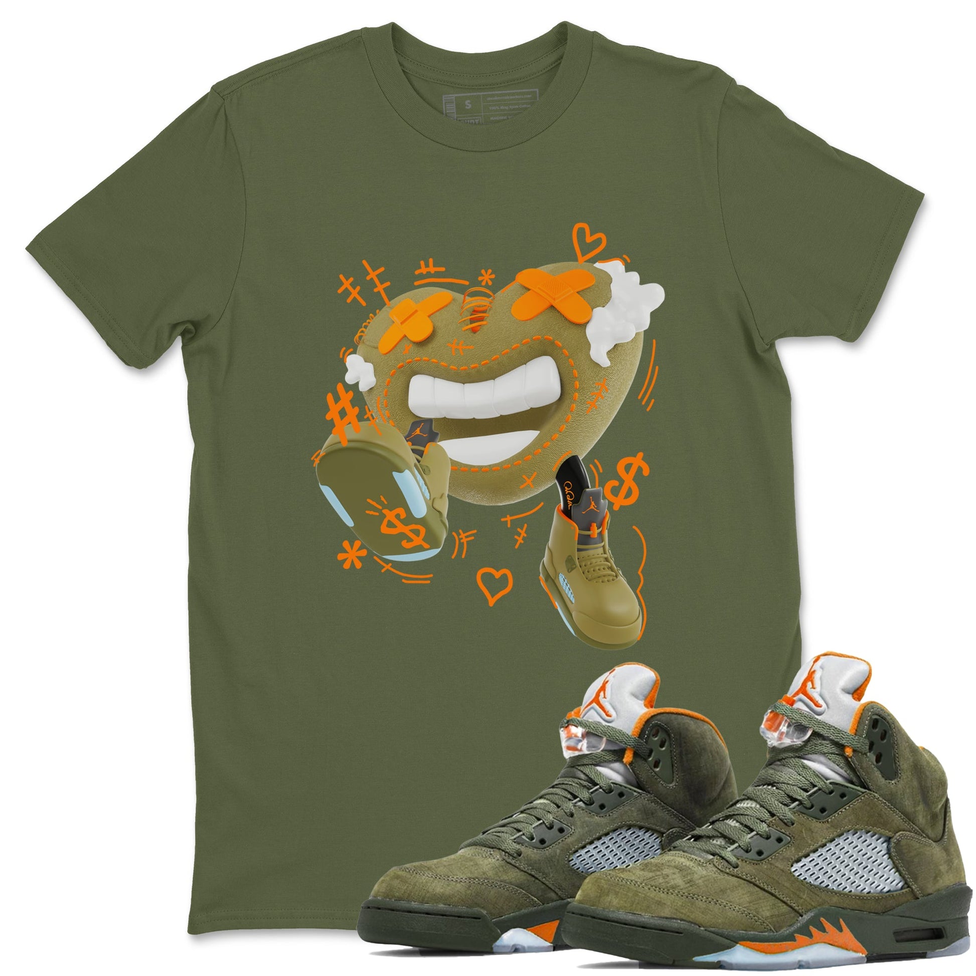 5s Olive shirt to match jordans Walk In Love sneaker tees Air Jordan 5 Olive SNRT Sneaker Release Tees unisex cotton Military Green 1 crew neck shirt