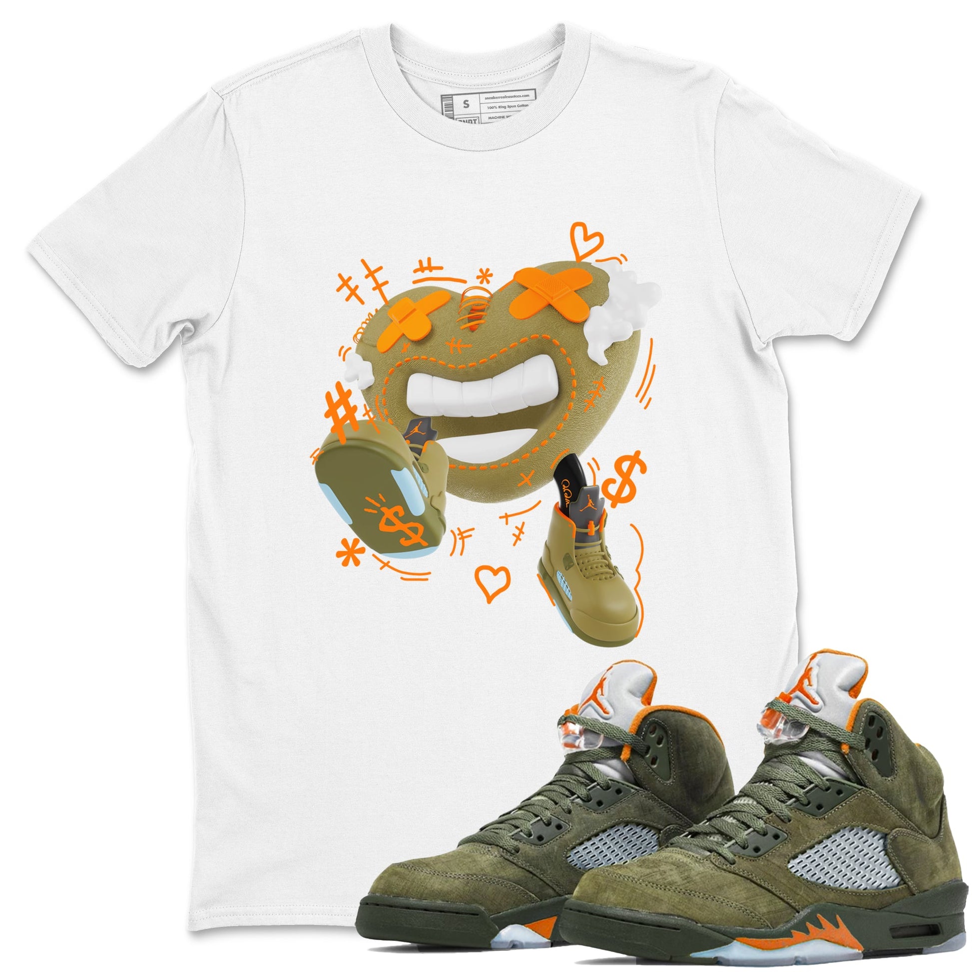 5s Olive shirt to match jordans Walk In Love sneaker tees Air Jordan 5 Olive SNRT Sneaker Release Tees unisex cotton White 1 crew neck shirt