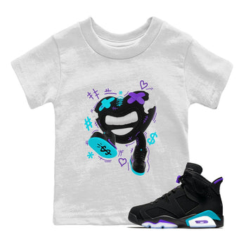 Air Jordan 6 Aqua shirt to match jordans Walk In Love sneaker tees AJ6 Aqua SNRT Sneaker Release Tees Baby Toddler White 1 T-Shirt