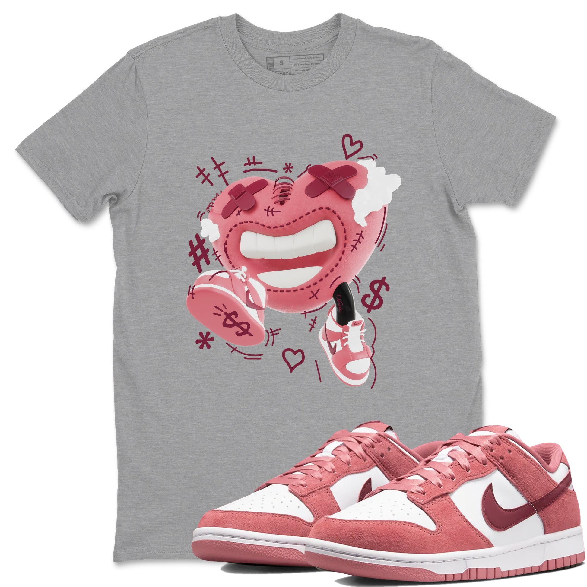 Dunk Valentines Day 2024 shirt to match jordans Walk In Love sneaker tees Dunk Happy Valentines Day 2024 SNRT Sneaker Release Tees Unisex Heather Grey 1 T-Shirt