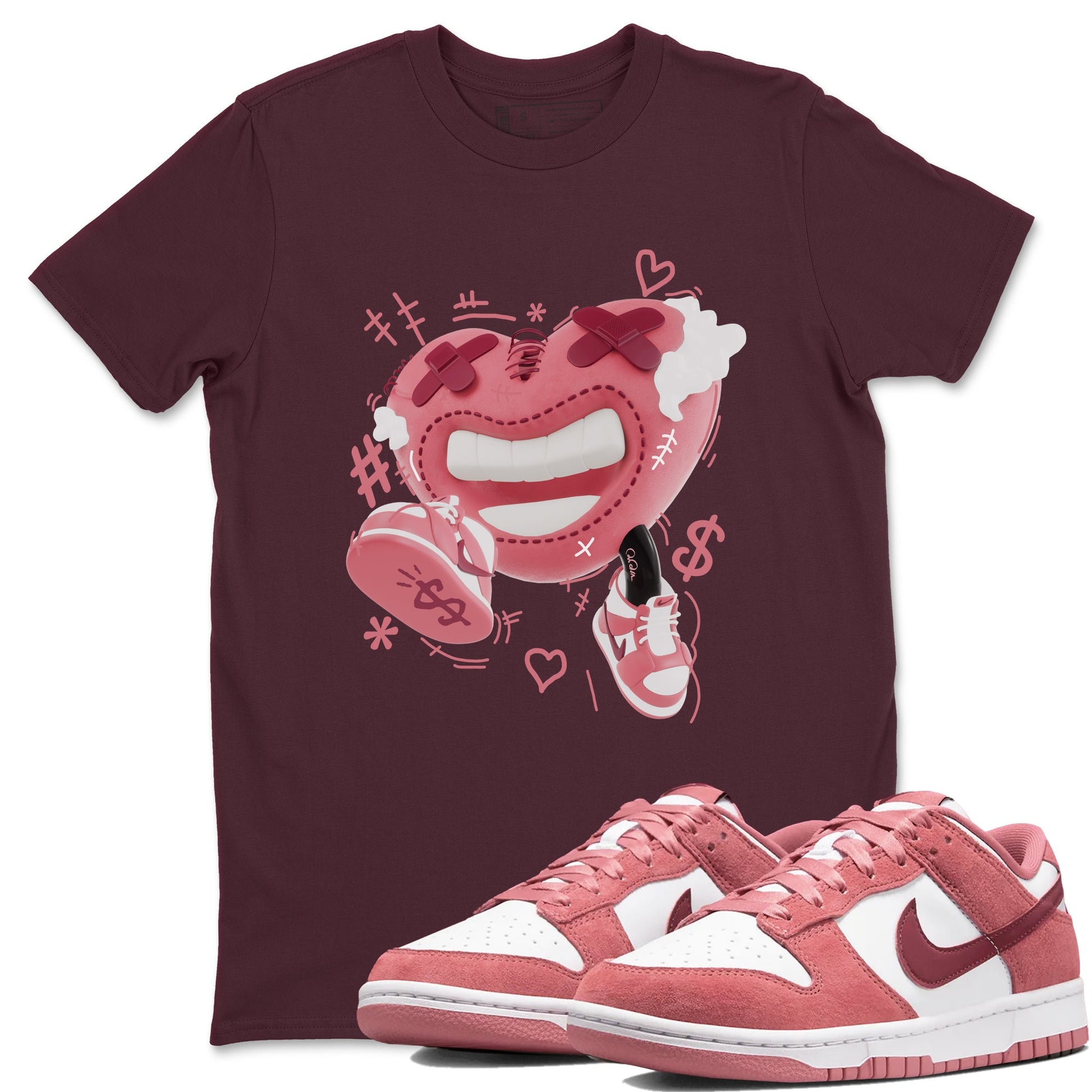 Dunk Valentines Day 2024 shirt to match jordans Walk In Love sneaker tees Dunk Happy Valentines Day 2024 SNRT Sneaker Release Tees Unisex Maroon 1 T-Shirt