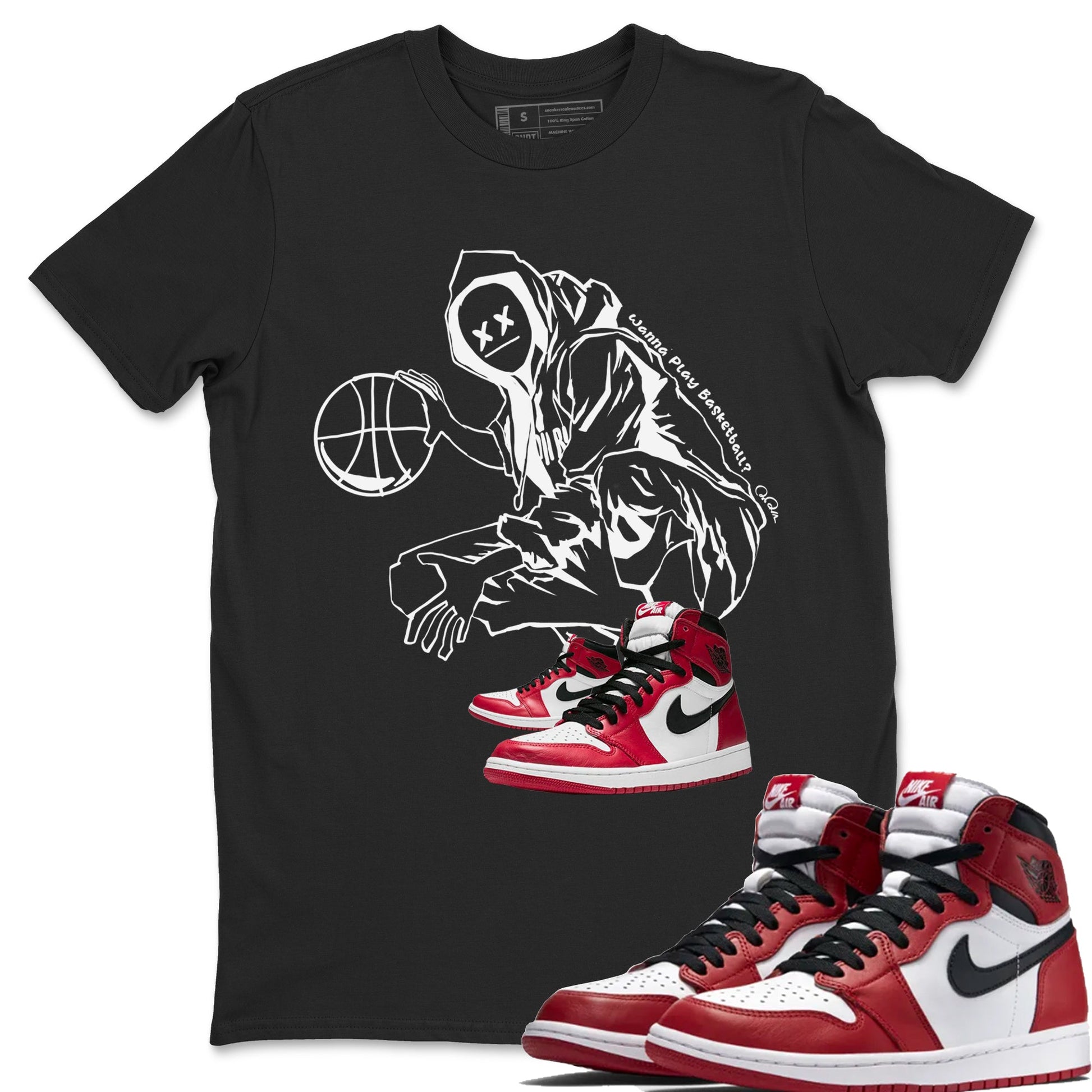 Air Jordan 1 Chicago shirt to match jordans Wanna Play Basketball sneaker tees AJ1 Cicago SNRT Sneaker Release Tees Unisex Black 1 T-Shirt
