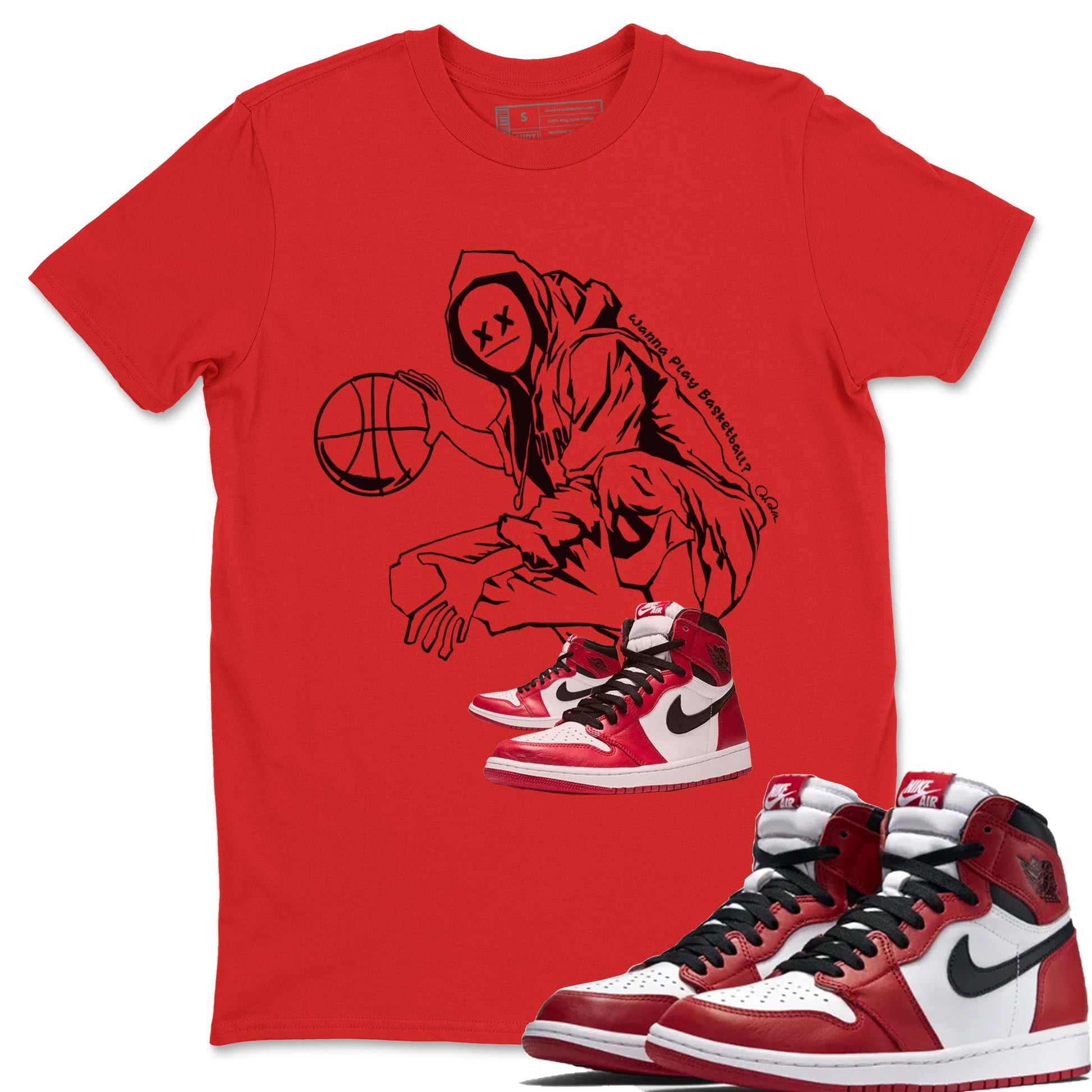 Air Jordan 1 Chicago shirt to match jordans Wanna Play Basketball sneaker tees AJ1 Cicago SNRT Sneaker Release Tees Unisex Red 1 T-Shirt