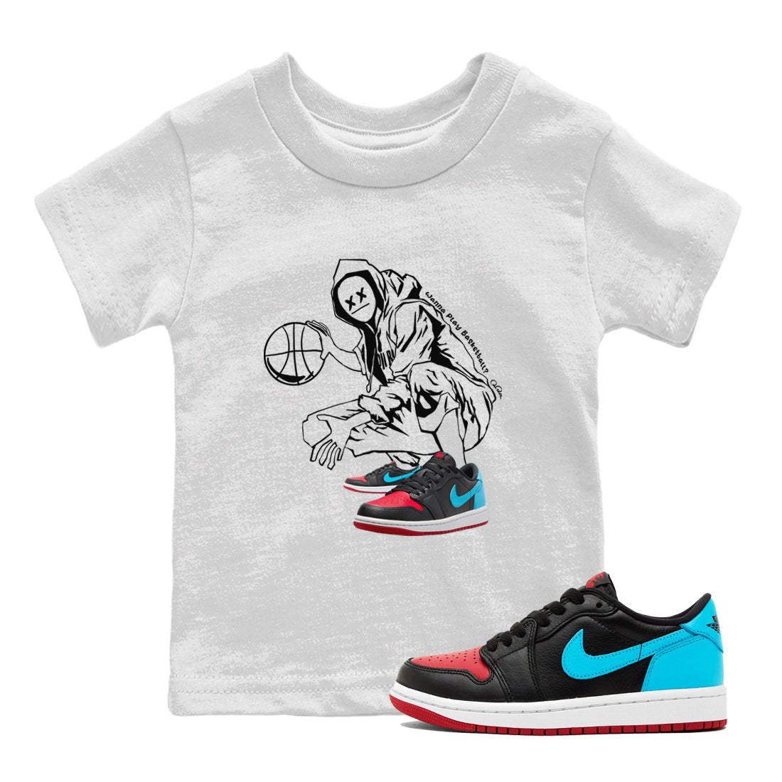 Air Jordan 1 UNC to Chicago shirt to match jordans Wanna Play Basketball sneaker tees AJ1 UNC to Chicago SNRT Sneaker Release Tees Baby Toddler White 1 T-Shirt