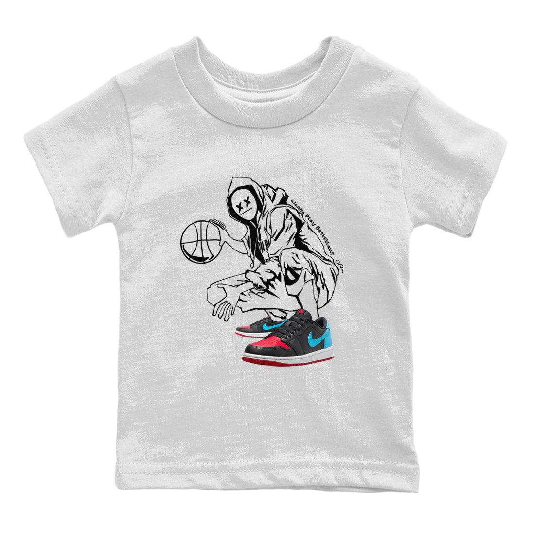 Air Jordan 1 UNC to Chicago shirt to match jordans Wanna Play Basketball sneaker tees AJ1 UNC to Chicago SNRT Sneaker Release Tees Baby Toddler White 2 T-Shirt