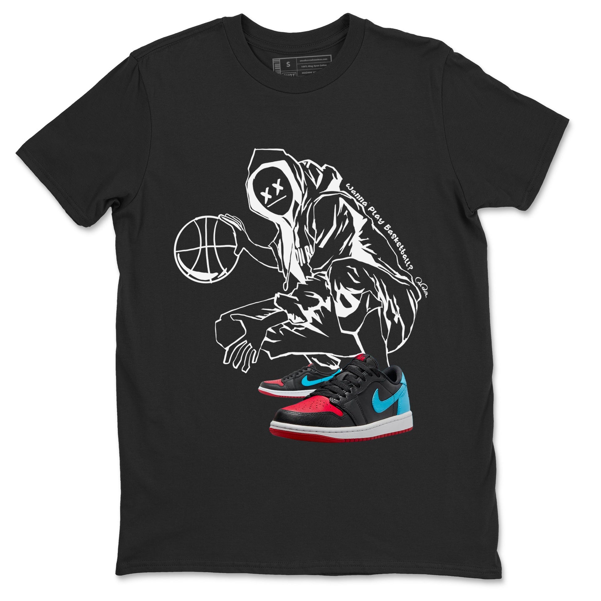 Air Jordan 1 UNC to Chicago shirt to match jordans Wanna Play Basketball sneaker tees AJ1 UNC to Chicago SNRT Sneaker Release Tees Unisex Black 2 T-Shirt