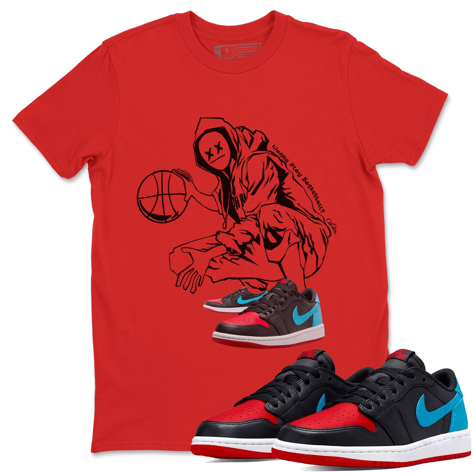 Air Jordan 1 UNC to Chicago shirt to match jordans Wanna Play Basketball sneaker tees AJ1 UNC to Chicago SNRT Sneaker Release Tees Unisex Red 1 T-Shirt