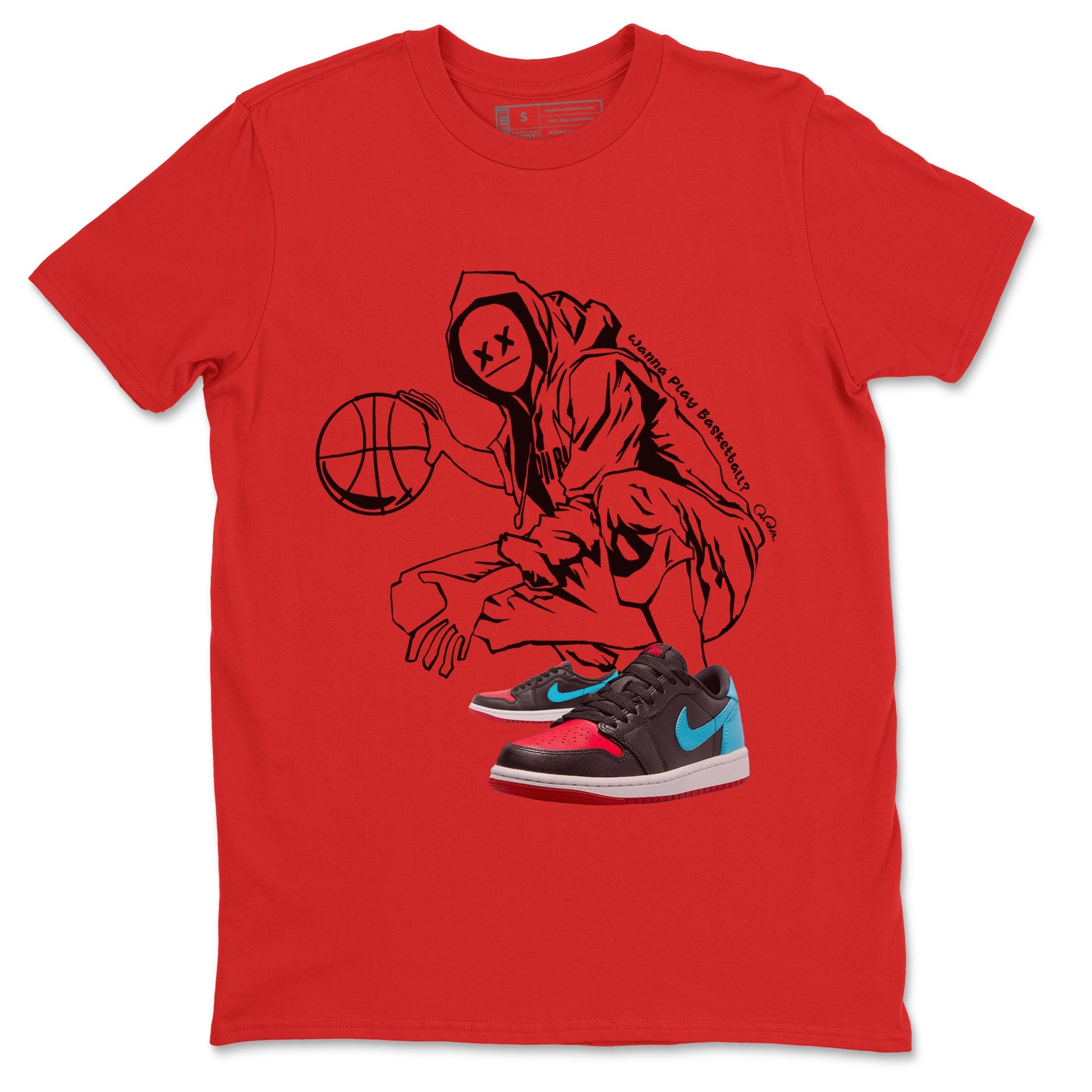 Air Jordan 1 UNC to Chicago shirt to match jordans Wanna Play Basketball sneaker tees AJ1 UNC to Chicago SNRT Sneaker Release Tees Unisex Red 2 T-Shirt